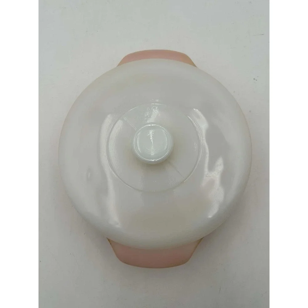 Vintage Anchor Hocking Fire King Peach Luster Casserole Dish & Milk Glass Lid